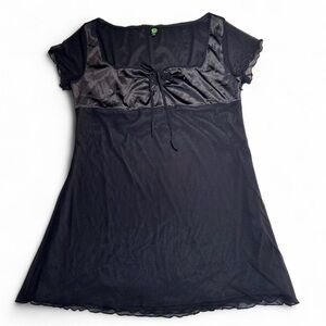 Plus Size Babydoll Mesh Mini Dress Goth Grunge Alt Dark Fairy Tunnel Vision XXL